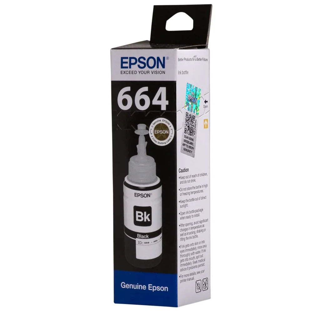 Epson T6641 EcoTank Black Color Ink Bottle 70ml Original Refill Ink - eBuy UAE